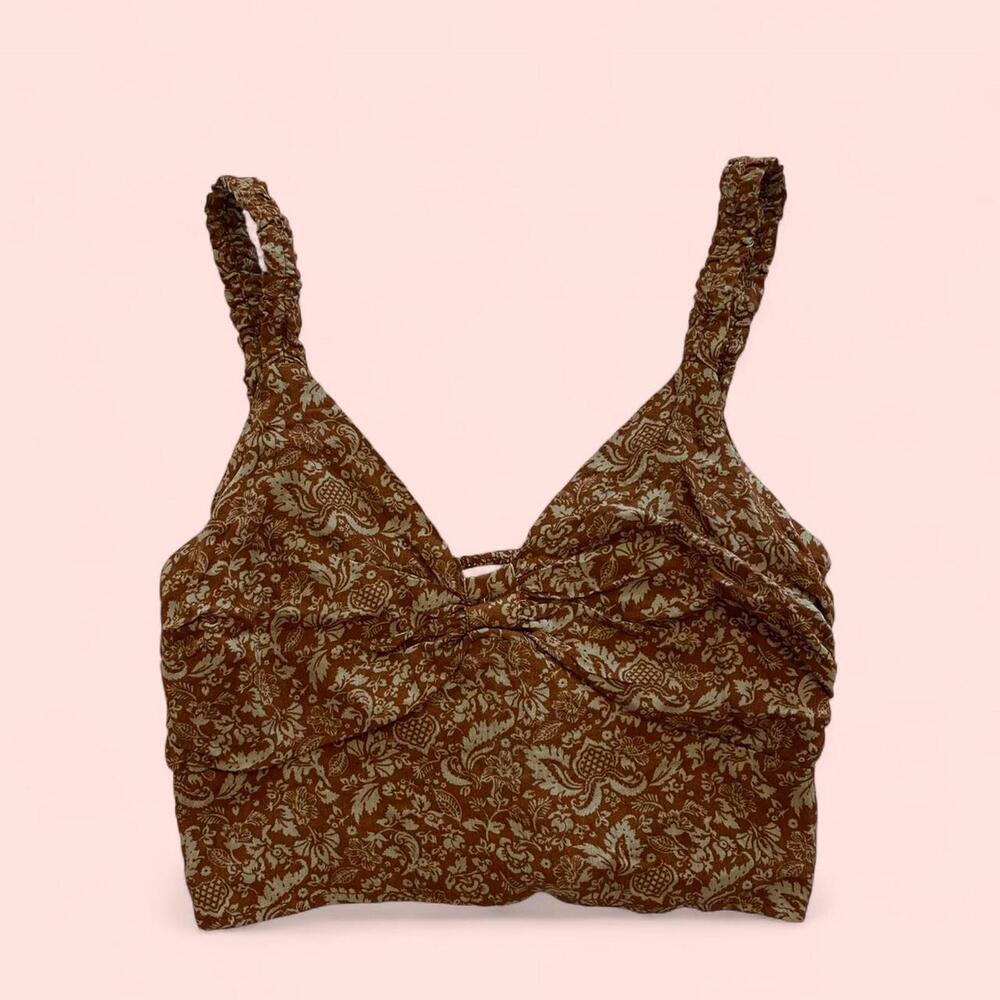 Brown floral crop top